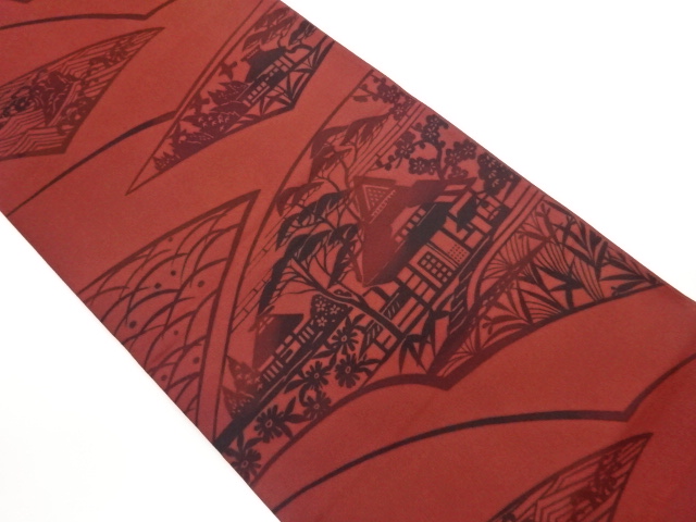JAPANESE KIMONO / FUKURO OBI / WOVEN ROUGH WAVE SCENERY 